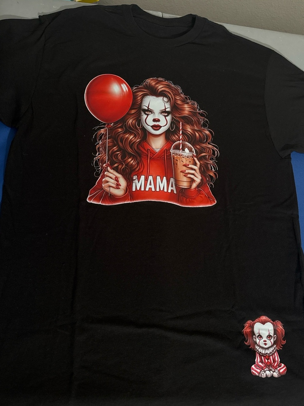 Lrg Black Tee with Red 'Mama' Clown Graphic